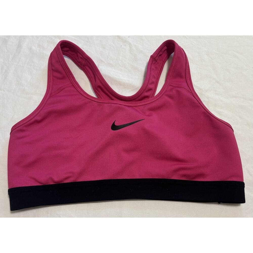 Nike Pro Dri-Fit Racerback Sports Bra Pink/Black Active Wear Running Yoga Size M